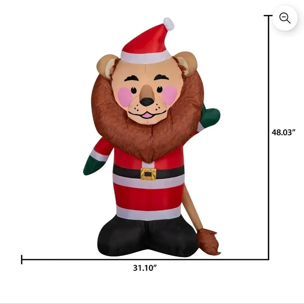 Holiday Time Lion In Santa Suit 4 Ft Christmas Airblown Inflatable LED NEW
